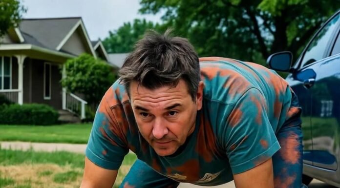 Fitness Over 50: Routines That Keep You Strong and Flexible Clumsy downward dog on cracked driveway, neon socks.