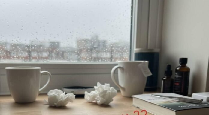 The Power of Daily Habits in Reducing Anxiety Naturally "Anxiety mess: tea ring, 'walk???' tracker, rain-streaked window."