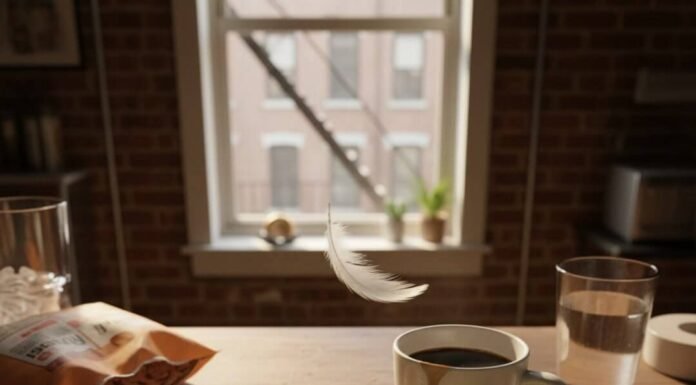 Mindfulness for Beginners: A 5-Minute Daily Routine Coffee-stained sticky note reading "5 min mindfulness!" from a low angle.