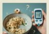 Can Lifestyle Changes Really Reverse Type 2 Diabetes? Keto meal, glucometer, donut crumb, and sugar crystal question marks.