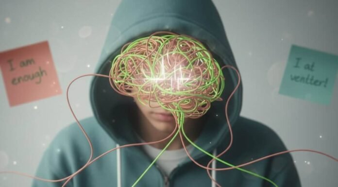 Breaking the Stigma: Talking Openly About Mental Health Hoodie, glowing brain, phone therapy, wilted daisy.