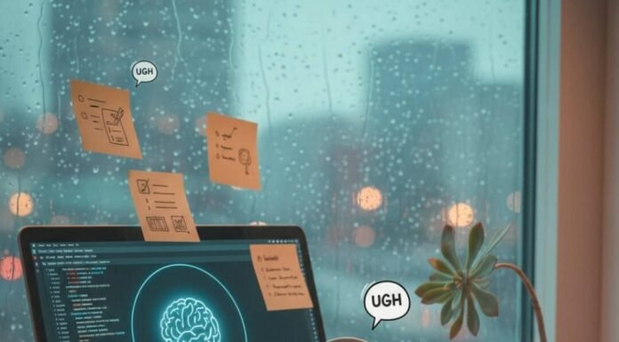 7 Coping Strategies for Managing Workplace Stress Coffee spilled on laptop keyboard with sticky notes.