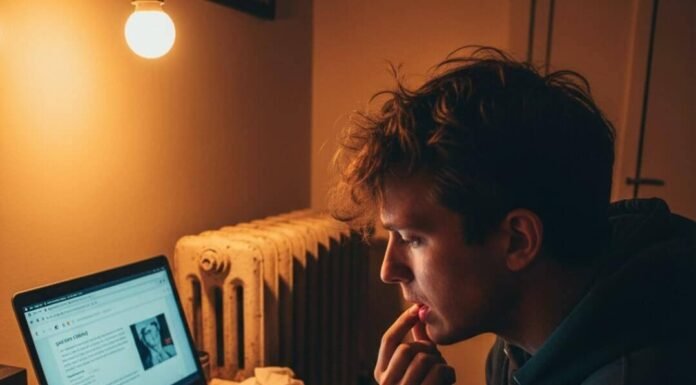 Oral Health and Disease Prevention: The Overlooked Connection Man with sore gums at laptop.